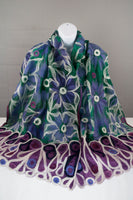 Silk Felt Shawl with Floral Pattern